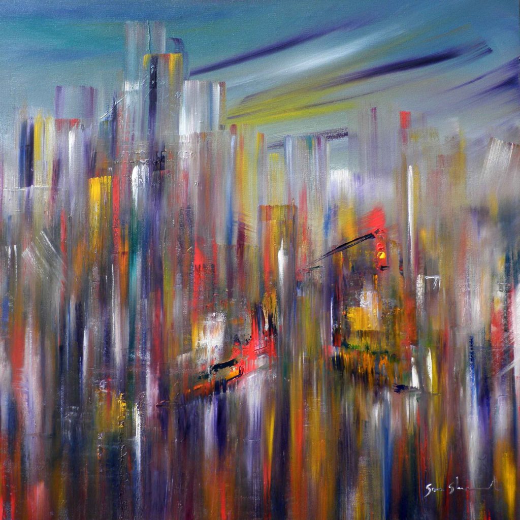 Cityscape Skyline Painting of New York by Sara Sherwood - Sara Sherwood : An amazing image capturing a stunning scenery. The tones are bold and combination ideally. Its arrangement is fantastic, with the details are extremely defined.