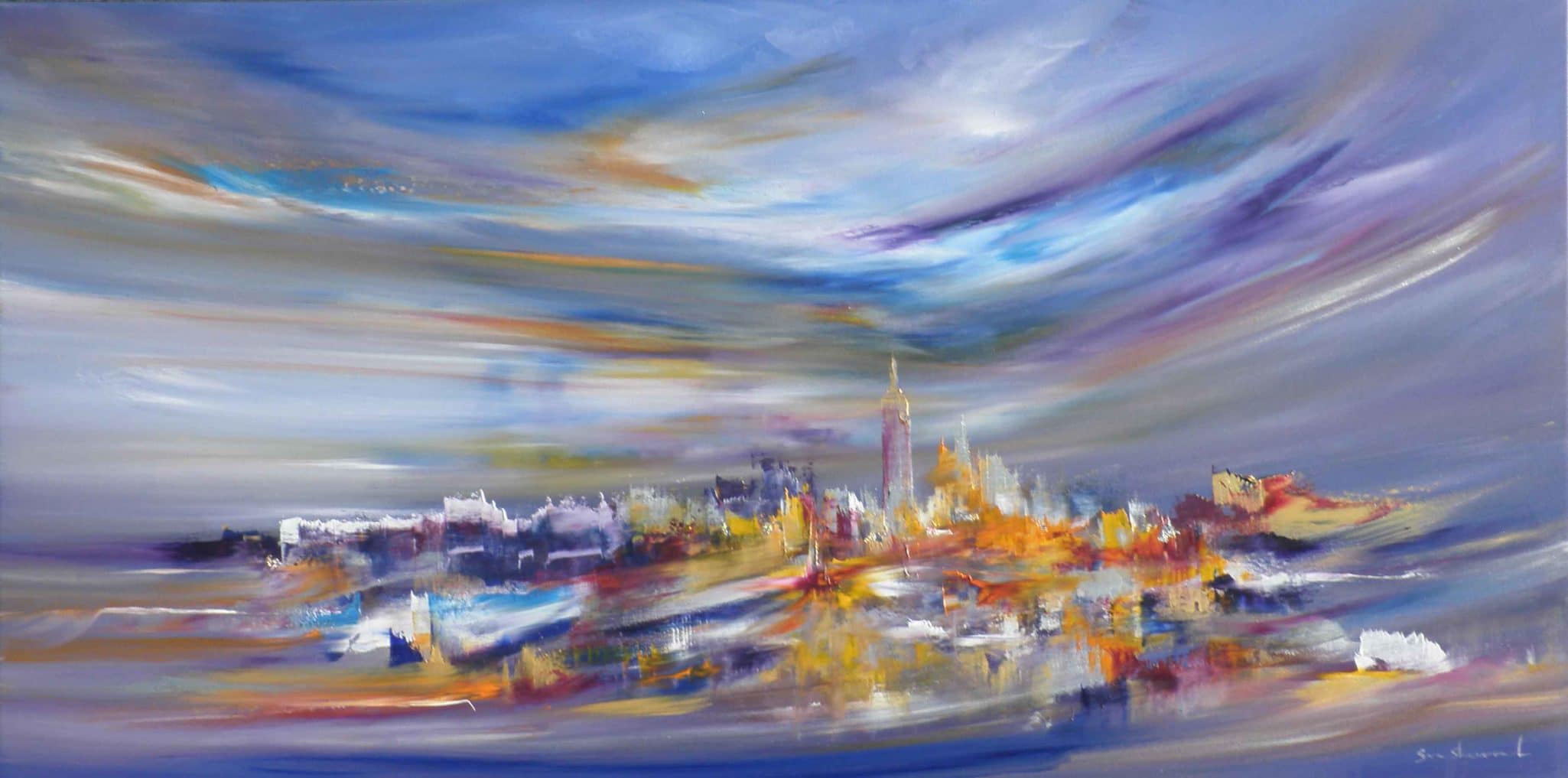 "Touched by Rainbows", New York Cityscape by Sara Sherwood, oil on canvas