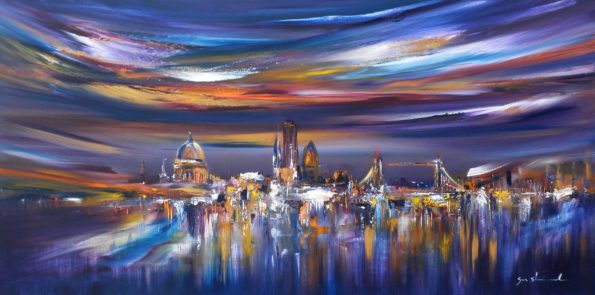 Reflected in You. Sara Sherwood - Contemporary Abstract Artist London. Skyline art. Abstract Art Prints. Cityscape London. Buy art print online. Buy art online. Cityscape art. Cityscape Painting. Canvas print