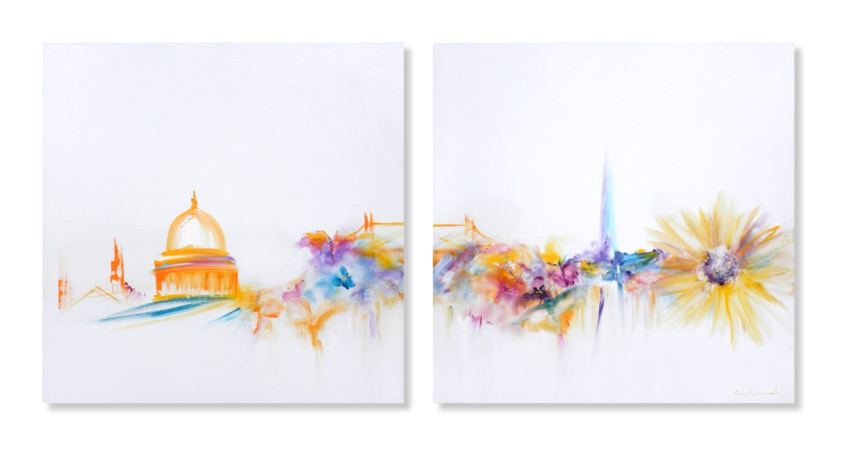 "Bridging the Gap" London Cityscape by Sara Sherwood - Contemporary Cityscape Abstract Artist London