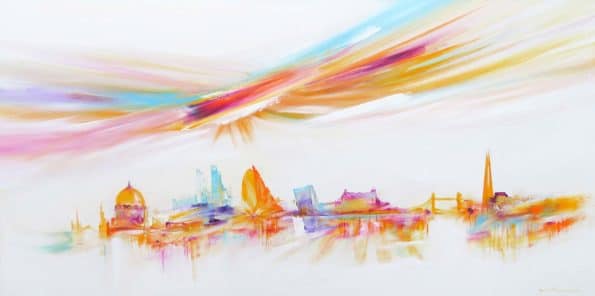 Sunflower London Sky by Sara Sherwood - Contemporary Abstract Cityscape Artist London