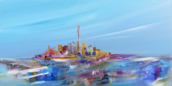 Manhattan Cityscape Depth by Sara Sherwood - Contemporary Abstract Cityscape Artist London New York