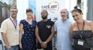 Steve Yeates Sara Sherwood with Cafe Art Artists Management Spitalfields Art Market