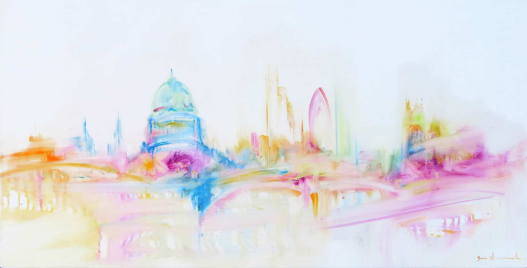 97716 Unite and Connect abstract art Painting of London by Sara Sherwood cityscapes #knifecrimesolution