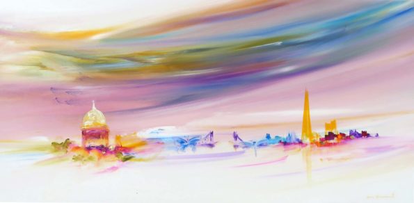 Under-your-wing-Abstract-Cityscape-Artist-London-Sara-Sherwood art Original art for sale | paintings of London UK