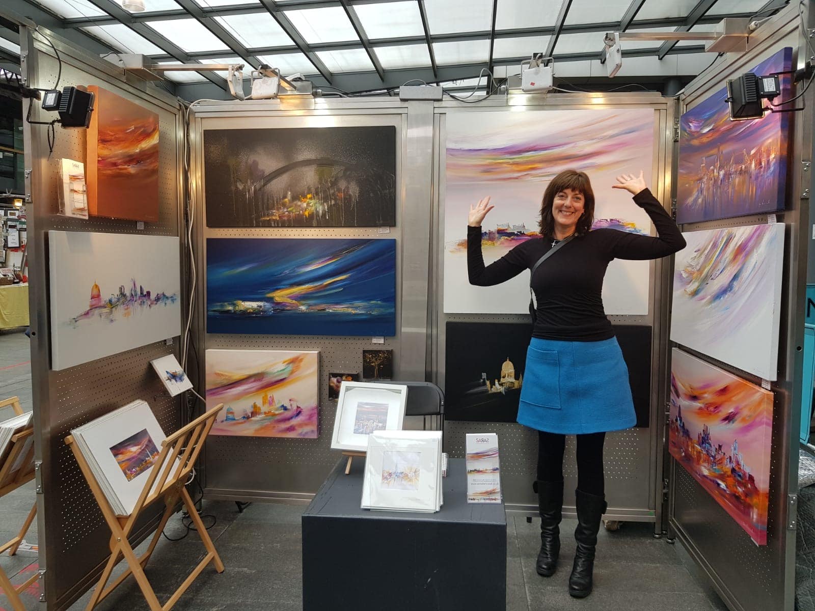 Abstract Cityscape Artist Paintings of London Sara Sherwood Skyline art at Spitalfields Art Market