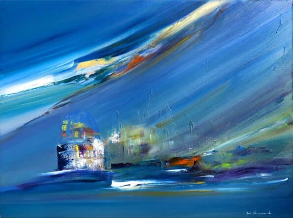 City Landscape fusion in art by Sara Sherwood. London, Scotland and Montenegro.