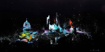 97785 My Universe Splash Cityscape Art by Sara Sherwood