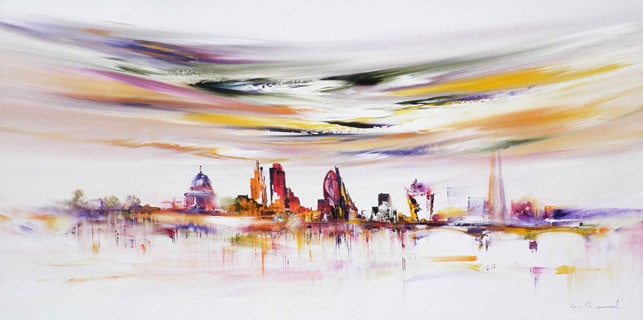 Large canvas wall art. London cityscape. I Found the Bottom of the Rainbow